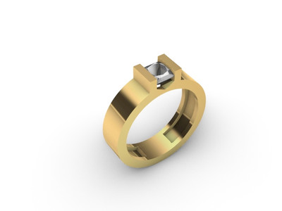 Обручальное кольцо с квадратным камнем